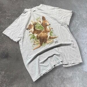 Nature's Youngsters Kangaroo Graphic T Shirt Mens XL Gray Nature Wildlife